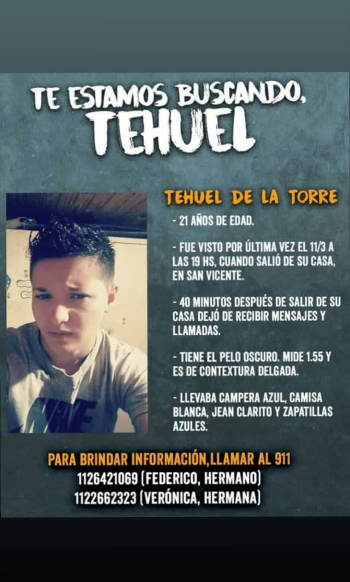 flordeaveed's tweet photo. Que aparezca Tehuel!! https://t.co/vnAwt6eUhv