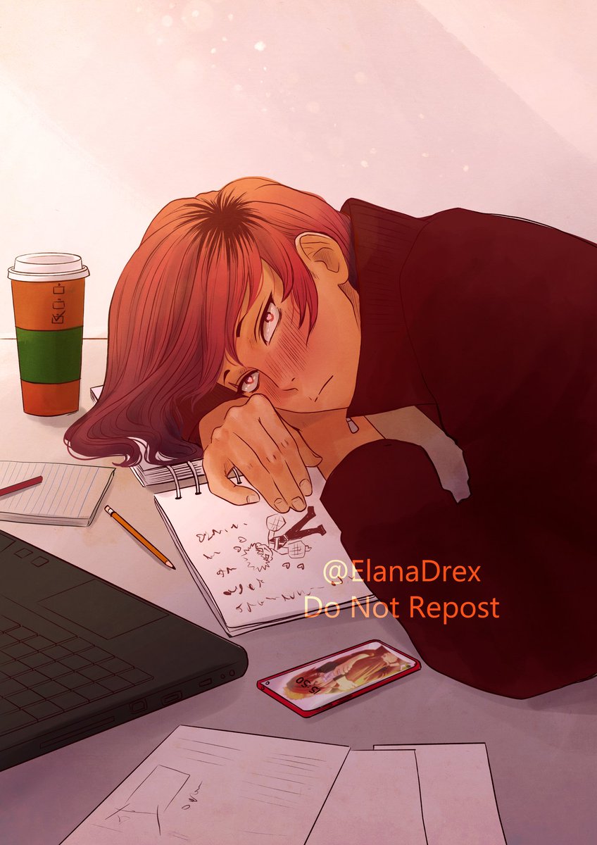 elanadrex's tweet photo. When your study partner is helping your grades improve but your grades don't improve because your study partner is too much of a distraction 🤘😞 #kiribaku https://t.co/Z5k75dfMxW