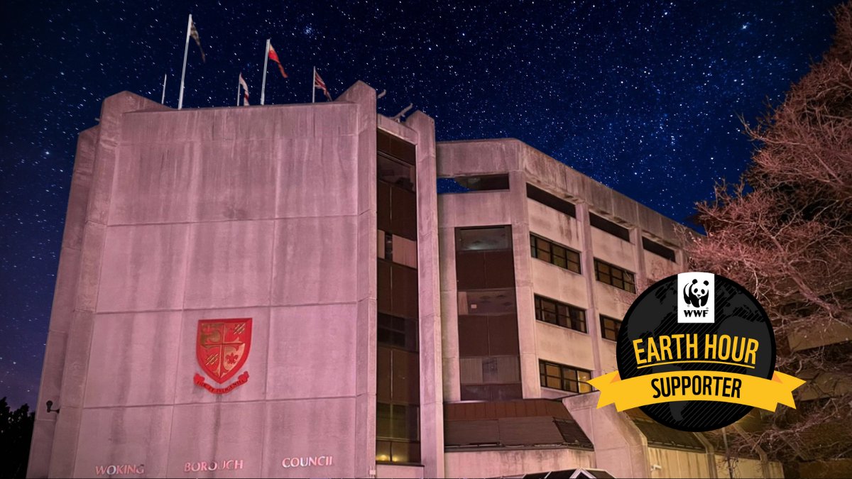 wokingcouncil's tweet photo. We are switching off our non-essential lights for one hour at 8.30pm in support of WWFโs #EarthHourUK.
๐ You too can do this at home.
Earth Hourโs switch off reminds us that even small actions can make a big difference.
#WeAreWoking #PlanetWoking #NaturalWoking https://t.co/SxNJy0P99j