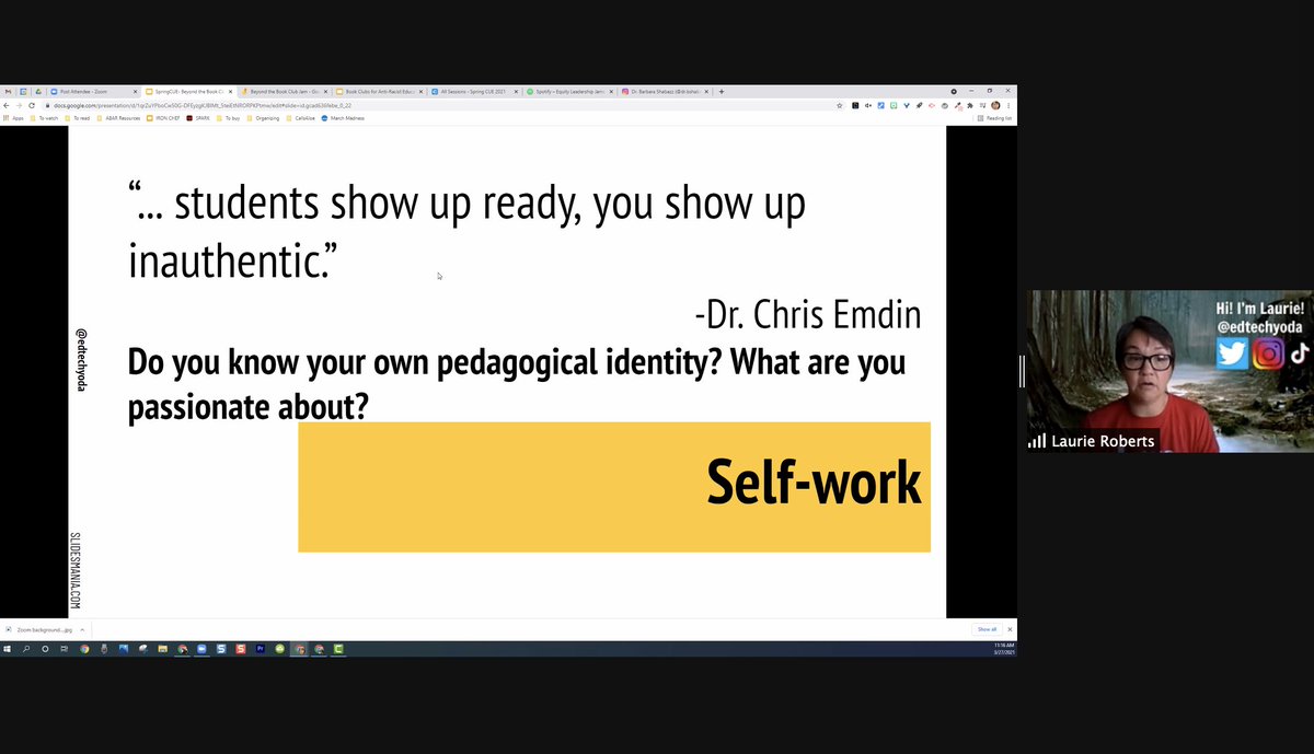 CitiCoach's tweet image. .@edtechyoda is taking her learning from @chrisemdin and challenging us to reflect and jot down our own pedagogical identity. What are you passionate about? #SpringCUE #SpringCUE21 #WeAreCUE #MakeEquityAVerb