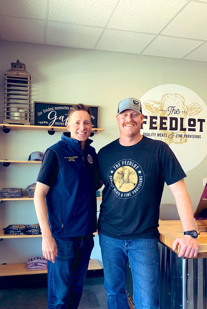 LtGovPinnell's tweet photo. Proud of the Rollandini family on their big grand opening of The Feed Lot in Broken Arrow today! They’re stocked up on steaks and other awesome made in Oklahoma meat products and exclusive Feedlot apparel. Come see them till 6pm today. 5059 E. Kenosha St. #ShopLocal #MeatWeek https://t.co/nBznUIQzSW