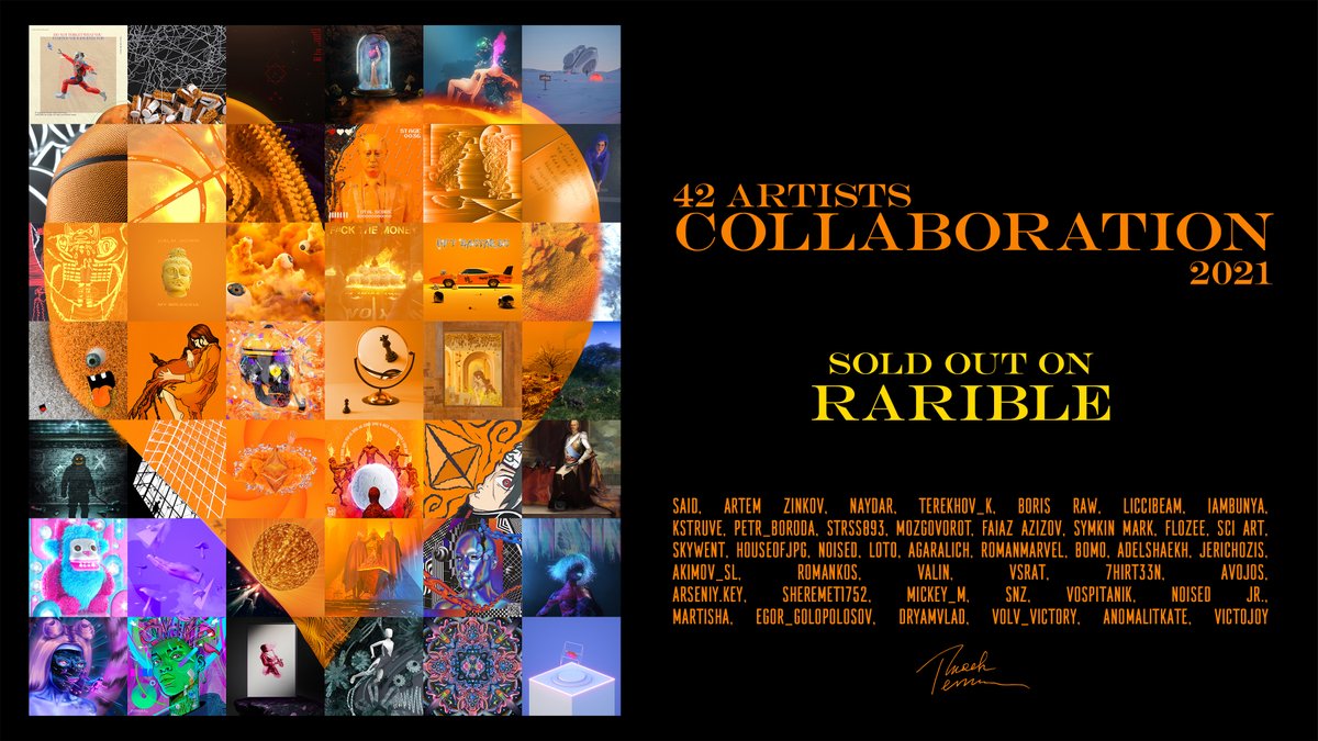 tkach_tem's tweet image. SOLD OUT 🔥
42 Artist Collaboration 🧡
Guys, thank you all for this incredible experience!

All 42 copies of the canvas were purchased within 24 hours on @rariblecom for 8,4 ETH

#NFTart @NftBastards #Cryptoart