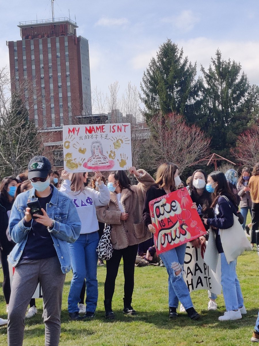 GSEU_Bing's tweet photo. Some great speeches at the #StopAsianHate rally at the Peace Quad at BU 

#Solidarity  
@abolishSUNYcops https://t.co/tFlrMytz8B