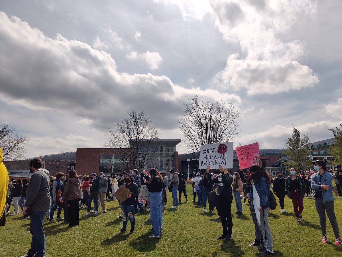 GSEU_Bing's tweet photo. Some great speeches at the #StopAsianHate rally at the Peace Quad at BU 

#Solidarity  
@abolishSUNYcops https://t.co/tFlrMytz8B
