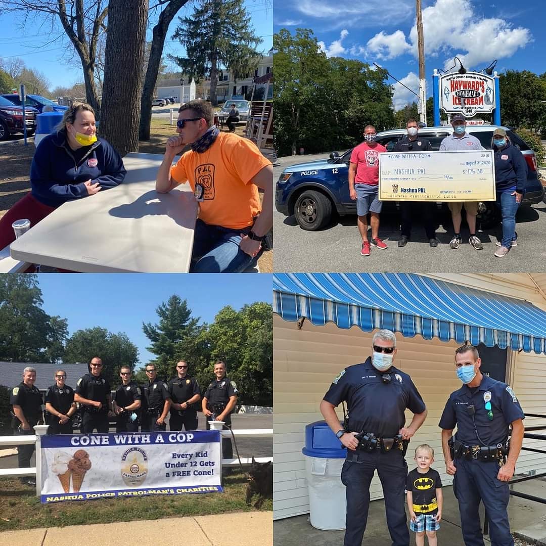 NashuaPAL's tweet photo. Should #ConeWithACop return in 2021?🍦🚔 Help bring it back!
1️⃣ Follow Nashua PAL &amp; @HaywardsIC 
2️⃣ Tag a friend (🚒 if we should invite #firefighter friends)
3️⃣ Share this post &amp; spread the word

#CopsKidsCommmunity #WeArePAL #EveryKidDeservesAPAL https://t.co/VnIazPBZxm