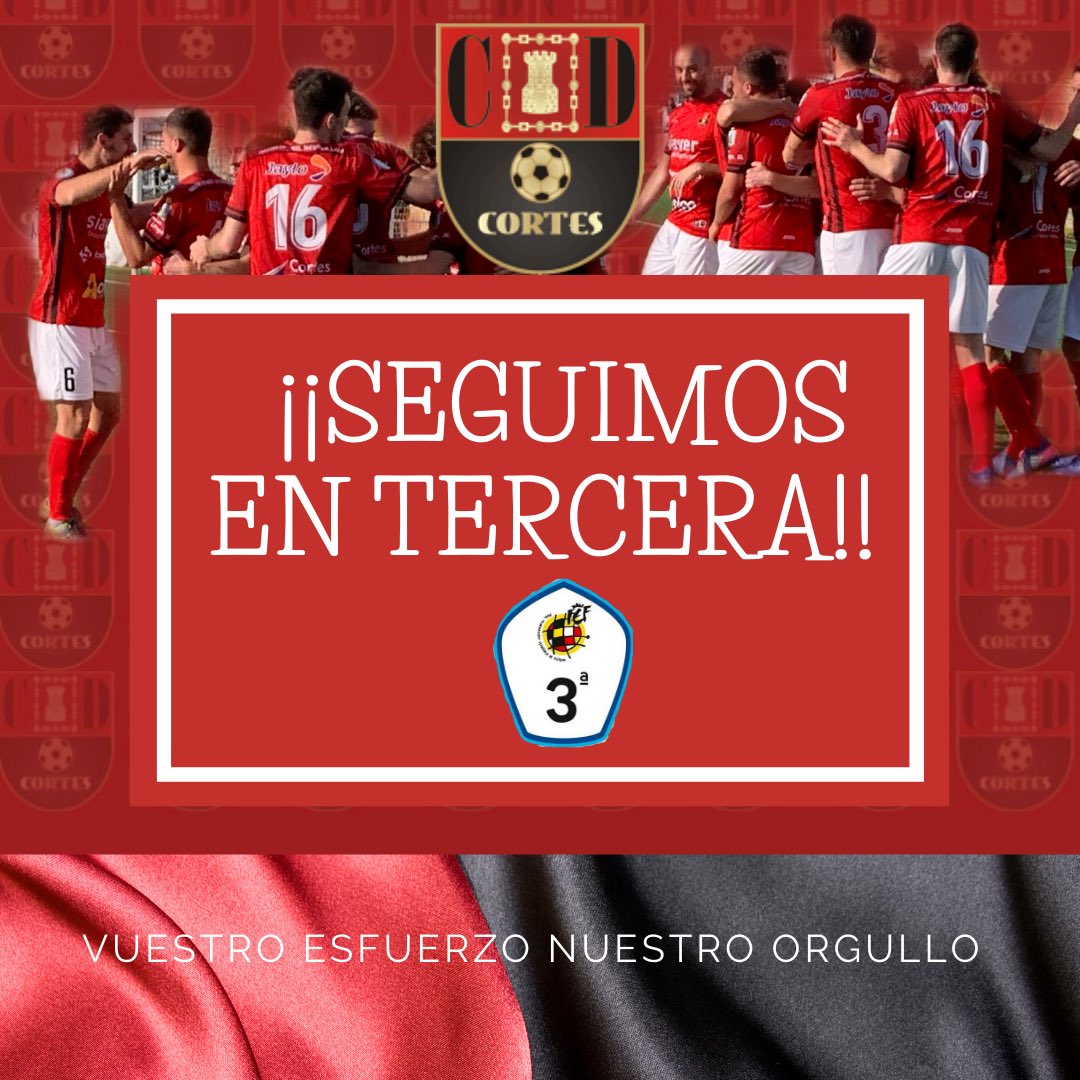 Inmenso trabajo de nuestro equipo esta temporada una vez mas habéis demostrado sois muy grandes  como dentro y fuera del campo. Seguiremos un año mas en 3º os esperamos el próximo jueves a las 12h contra la Peña Sport, vamos a teñir el campo de rojo.