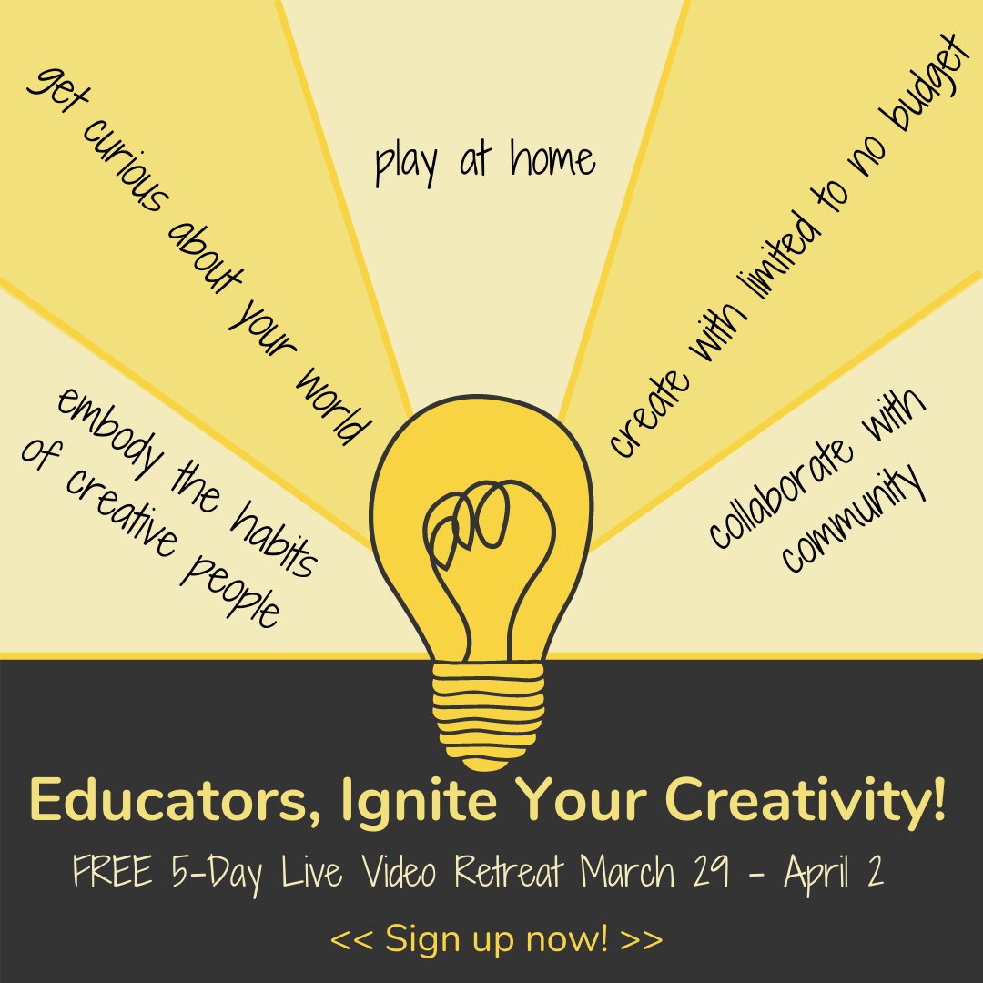 edstoria's tweet photo. Educators, your creative oasis is only 2 days away! 

Grab your spot in IGNITE YOUR CREATIVITY: A 5-Day Live Video Creativity Retreat (March 29 - April 2nd)

Learn more and register at https://t.co/eSHbBxJsLd

#educators #makered #creativity #teachers #dtk12 #edchat https://t.co/KrD9rBdSNr