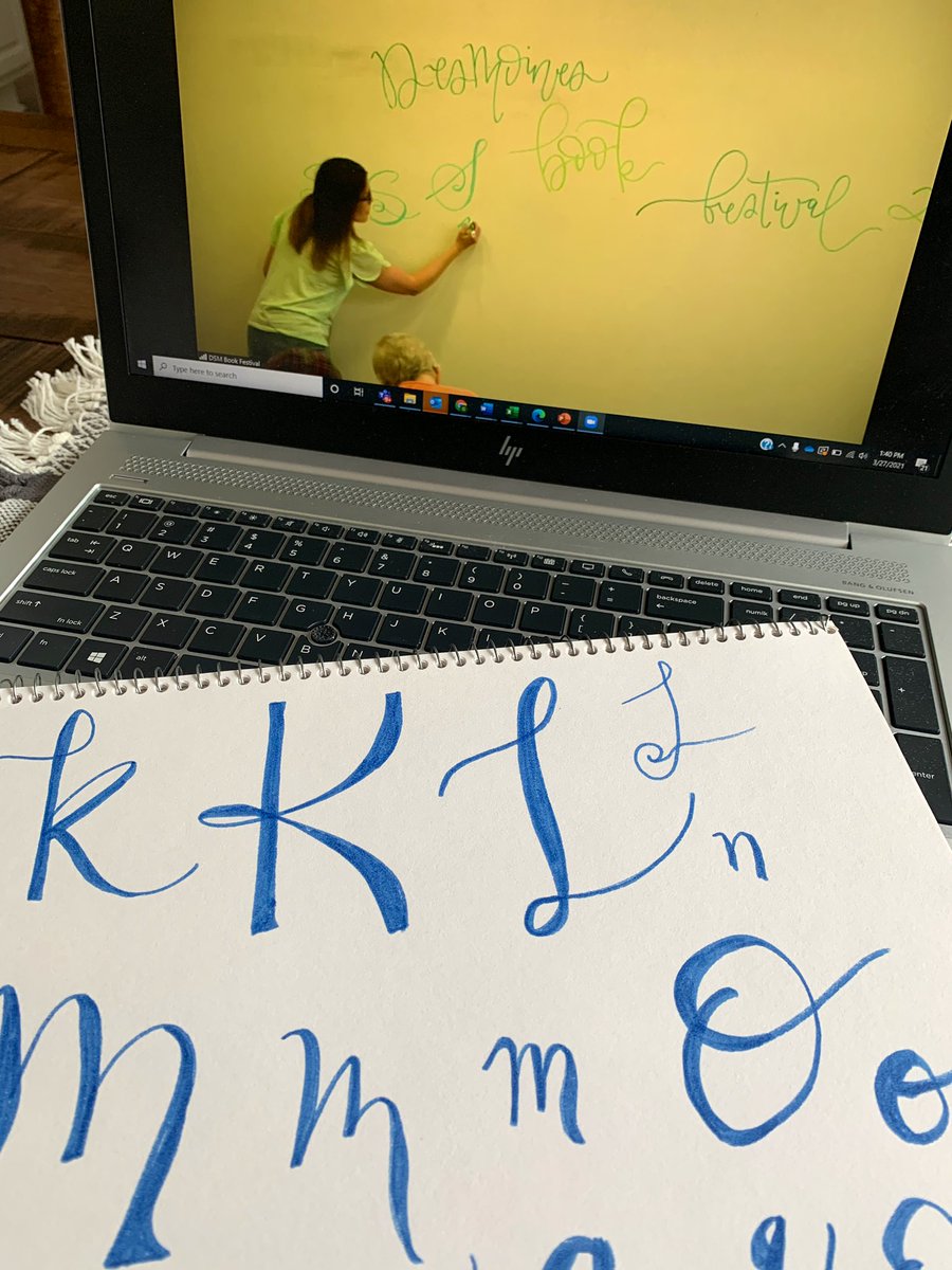 So fun to participate in the #DSMbookfestival from home today! Practicing faux calligraphy with The Fox &amp; the Chalkboard. 3 more weekends to go: DSMbookfestival.com #DSMUSA #downtownDSM #desmoines