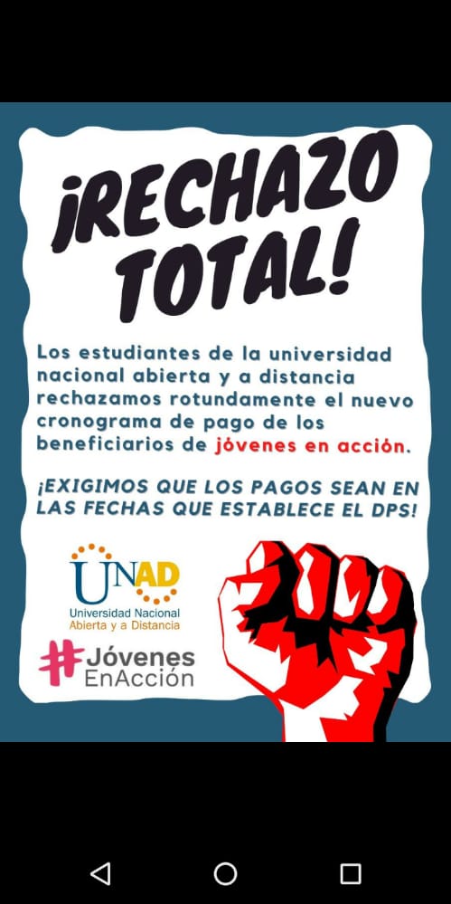 JeisonDavid2's tweet photo. #unadpidejusticia
¡LOS UNADISTAS ESTAMOS INCONFORMES! 1ciclo de JeA no lo recibimos 

@UniversidadUNAD

@ProsperidadCol

@SusanaCorreaBor

@IvanDuque

#LaUnadNoReportaJeA #JeANosRoba https://t.co/EBQcT1FYPn