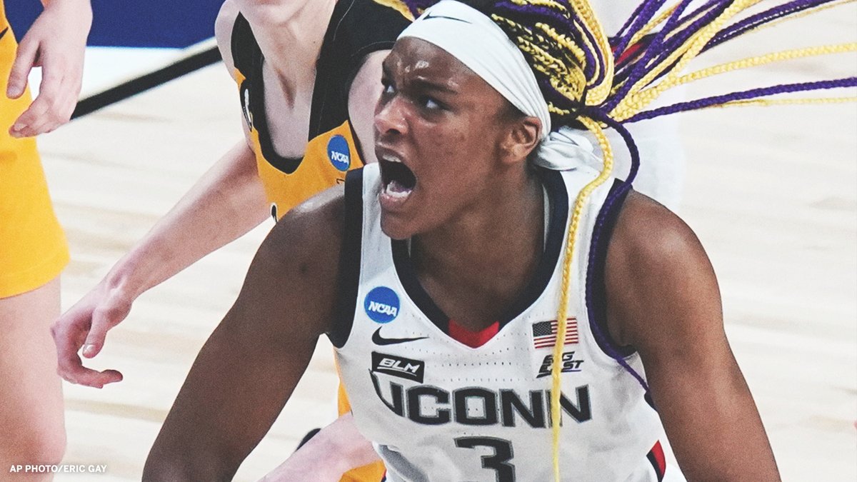 espn's tweet photo. .@UConnWBB's stars SHOWED UP in their Sweet 16 win over Iowa 🔥 

Bueckers: 18 Pts, 9 Reb, 8 Ast
Edwards: 18 Pts, 9-11 FG 
Westbrook: 17 Pts, 9 Reb, 10 Ast
Williams: 27 Pts, 12-23 FG

#ncaaW https://t.co/tsqG12gzZn