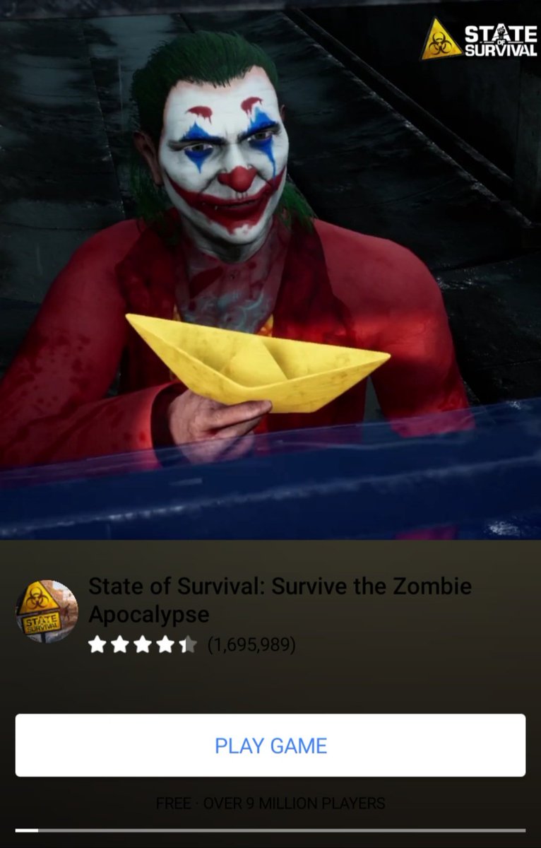 peterkmbell's tweet photo. What's the weirdest case of copyright infringement you've ever seen? 
For me it's this shitty mobile game ad that features the Joker as Pennywise.. in the middle of a Zombie apocalypse... for some reason https://t.co/EOltDusFKw