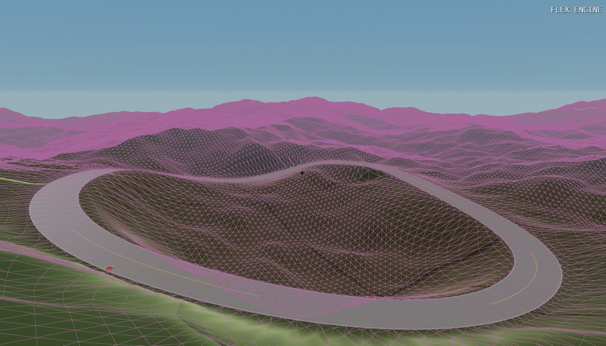 _ajweeks_'s tweet photo. Working on procedural terrain &amp; road generation. Getting the two to meet nicely is tricky but satisfying once working.
Last two images show with/without smoothing of the verge. https://t.co/Ldf1ORCKS2