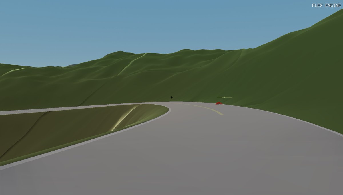 _ajweeks_'s tweet photo. Working on procedural terrain &amp; road generation. Getting the two to meet nicely is tricky but satisfying once working.
Last two images show with/without smoothing of the verge. https://t.co/Ldf1ORCKS2