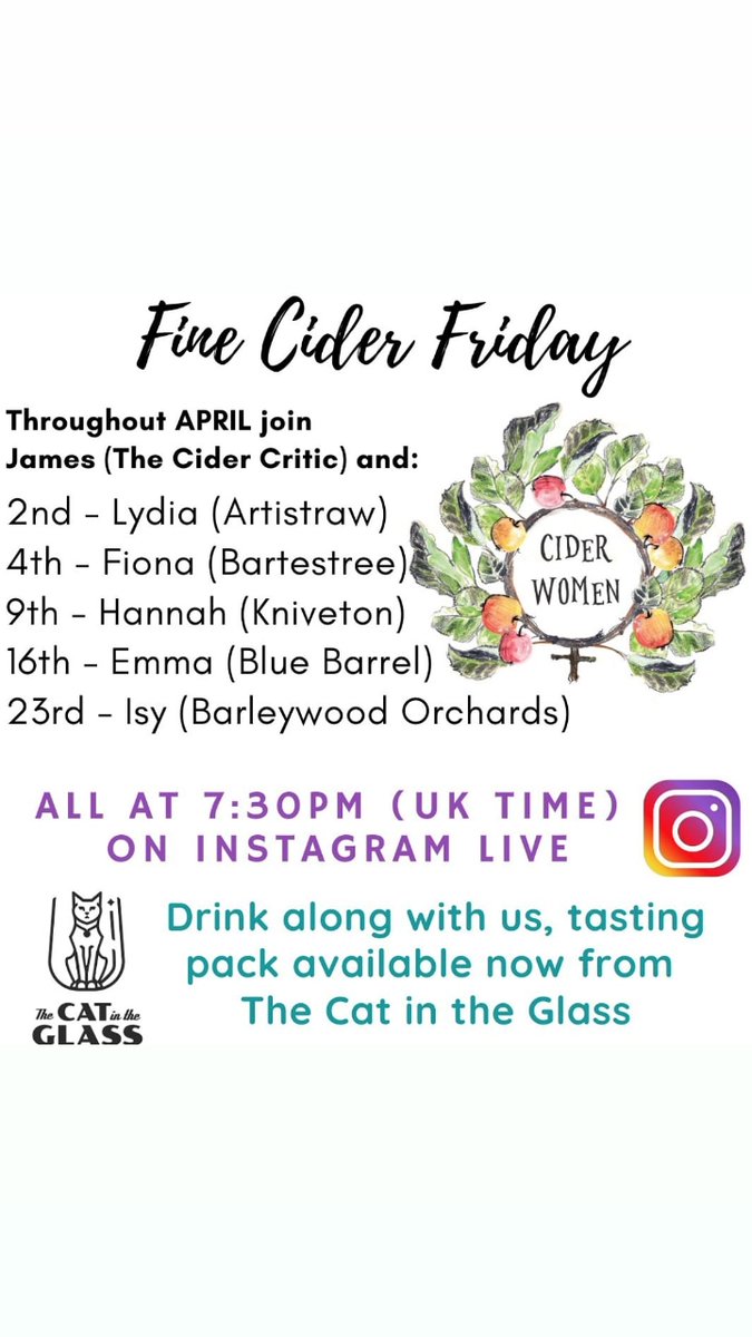 cider_women's tweet image. Last chance to get some awesome ciders for @TheCiderCritic Fine Cider Friday tastings in April 😃. #rethinkcider #realcider #craftcider #ciderwomen @catintheglass @barleywood @ArtistrawCider @bartestreecider @BlueBarrelCider @KnivetonCider