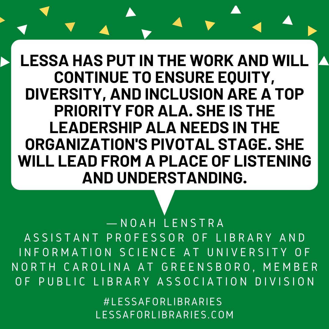 Lessa4Libraries's tweet photo. Thank you Noah Lenstra for your vote of confidence! #LessaForLibraries https://t.co/7rkjHG7sbp