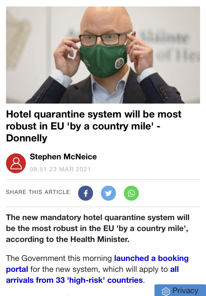 howirelandworks's tweet photo. Hotel quarantine system will be most robust in EU 'by a country mile' - Stephen Donnelly https://t.co/BqucaspwVe