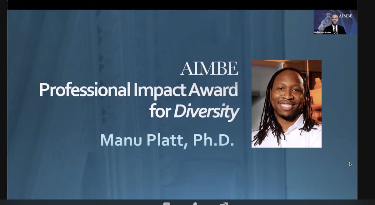 Congratulations to Manu Platt <a href="/DrPlattLab/">Platt Lab</a>  (<a href="/GeorgiaTechBioE/">Georgia Tech - BioE</a>  @BMES) for the 2021 <a href="/aimbe/">AIMBE</a> Award he received yesterday. Well done, great recognition of his exceptional and pioneering efforts to improve diversity.