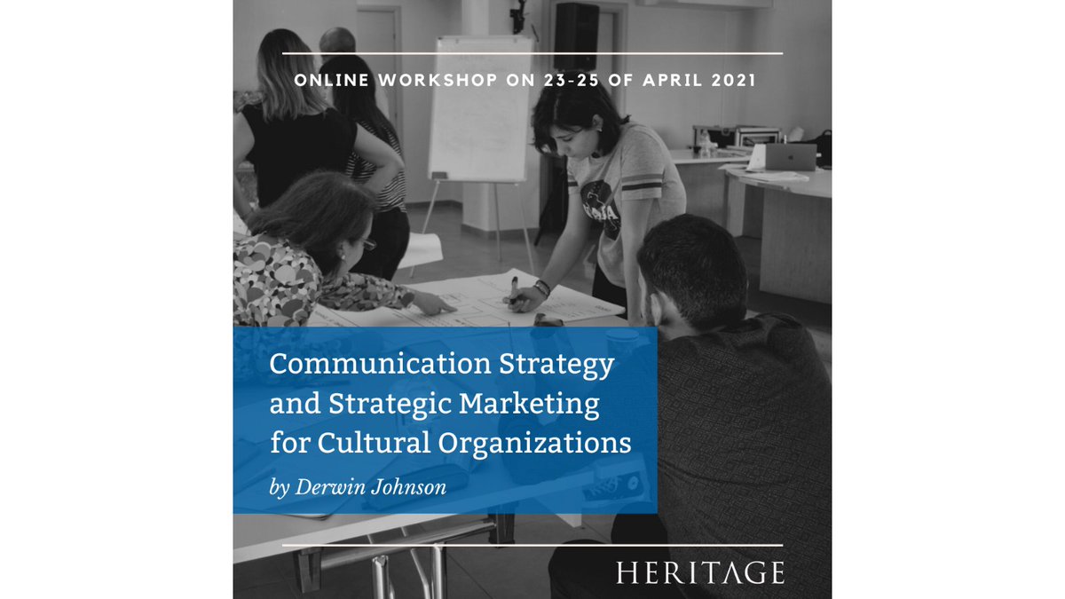 📌23-25 of April
Join us on this 3-day interactive virtual course with Derwin Johnson to learn how to successfully attract the attention of key audiences through traditional, new and social media.
👉Apply by April 5: bit.ly/3lVIv3D
#heritagemanagement #heritage #workshop