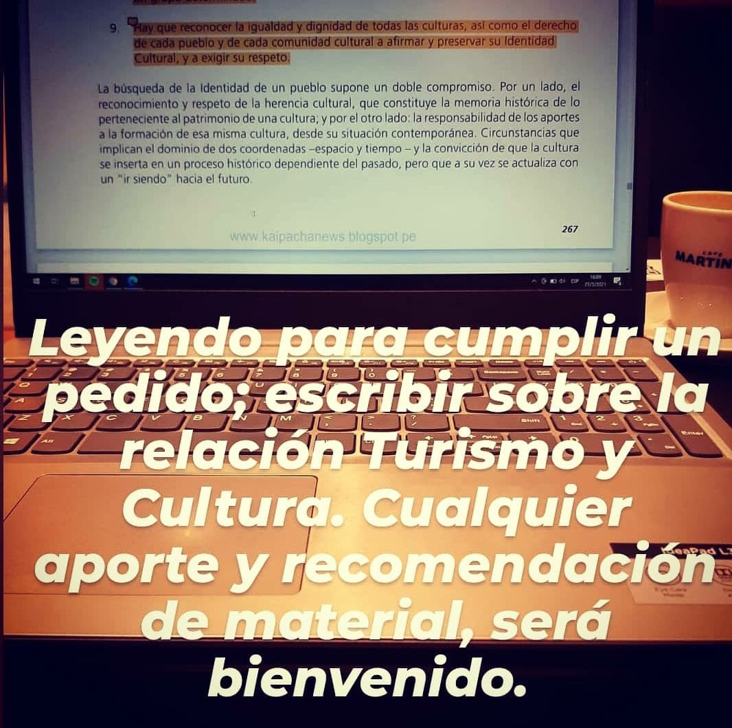Lindo desafío; me invitaron a escribir un artículo para una obra colectiva. El tema, la relación entre Turismo y Cultura. Toda sugerencia y recomendación de material de lectura será bienvenida. ¡Gracias! #TurismoResponsable #turismo #sustentable #cultura #argentina #Salta