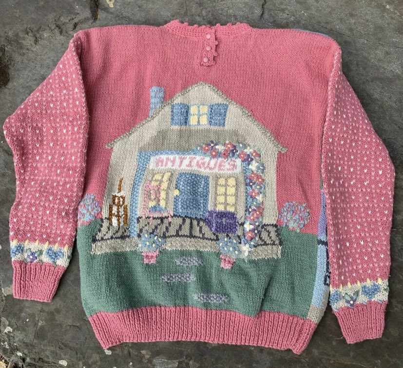 MagicalSweaters's tweet photo. antique shop themed vintage sweater 🙀 https://t.co/qNcE682Y77