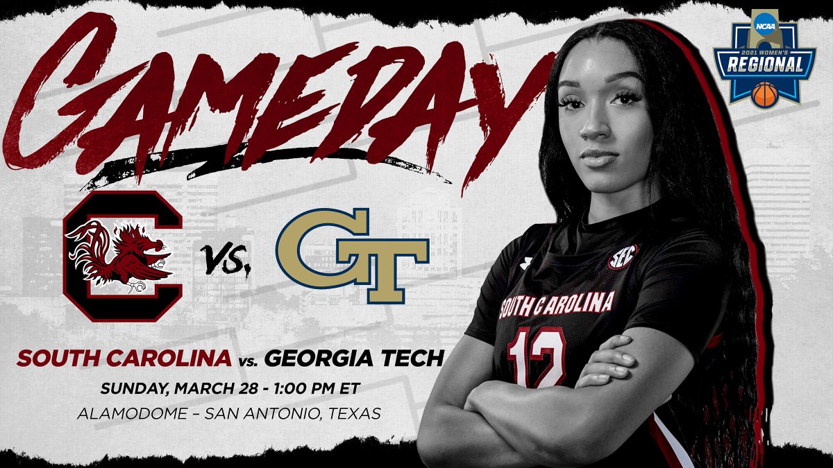 GamecockWBB's tweet photo. GAME DAYYYYYY!

South Carolina vs. Georgia Tech
#ncaaW Sweet 16

📍 San Antonio, Texas
⏰ 1 p.m. ET

📝: https://t.co/dab6DfYfeh

📺: ABC https://t.co/YAnhA23f0N

📻: @1075thegame https://t.co/nt32SQ63Fz
 
📊: https://t.co/8MMW1YkJgW https://t.co/tNiYKE4ixo