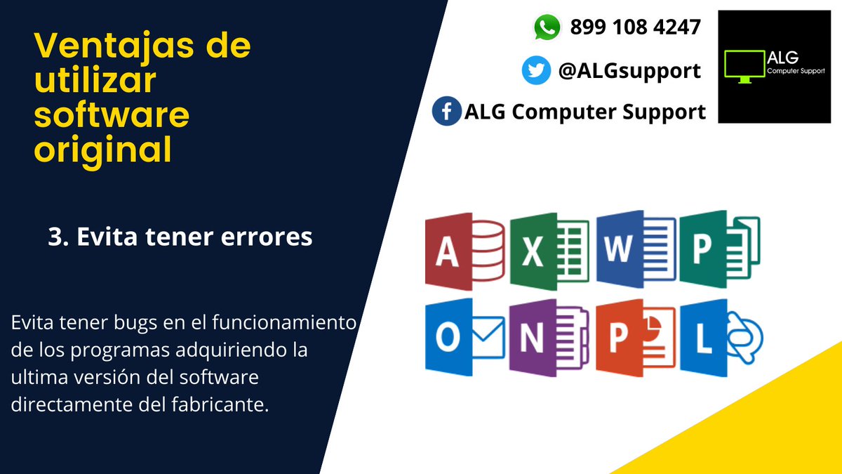 AlgSupport's tweet photo. Al usar software original evitas bugs que un programa pirata pueda tener
#computadoras #reynosa #riobravo #officeoriginal #computacion #soportetecnico https://t.co/tWaCoIZmdz