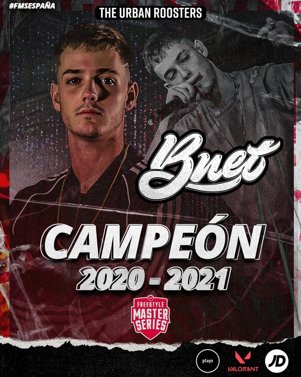 FMSEspOficial's tweet photo. ENHORABUENA A BNET POR EL TÍTULO DE #FMSEspaña 🏆

@bnet98 se ha marcado una temporada para enmarcar digna del cuarto campeón de FMS y sucesor de @chutyvk 

Deja tu comentario para el mejor freestyler de España 👇👇👇

#BNET #FMSESPAÑA #JornadaFinal https://t.co/J0gQdLVyrU