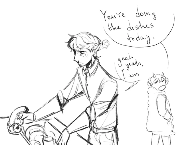 Hc? because Tubbo is lazy and just does not care, Ranboo doing the dishes too, but with gloves (you know like in that hit tv show h2ops) 