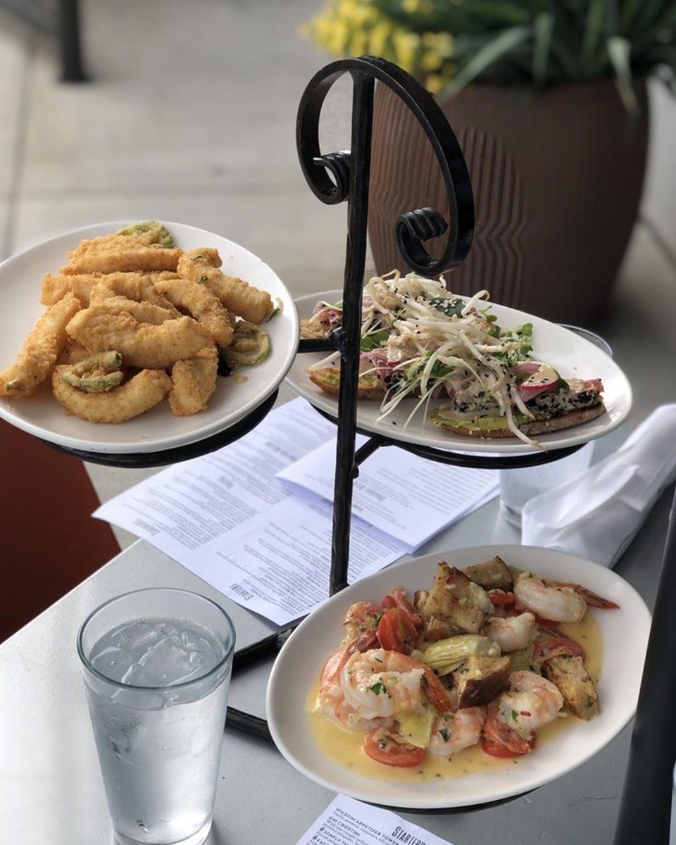 WildFinGrill's tweet photo. Garlic prawns + calamari + ahi crostini = our delectable WildFin Appetizer Tower! The seafood tower can be the start of a great meal, or be the entire meal itself. We don't judge! https://t.co/nIvhnrEiNE