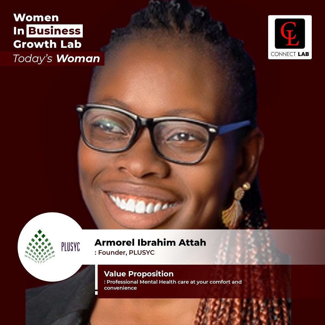 ConnectLabAfr's tweet photo. Meet our feature for the Today's Woman series, Armorel Ibrahim Attah, founder of PLUSYC.

PLUSYC is a health-tech platform that provide on-demand online access to counselling and psychological therapy for people battling issues of life.

#WIBGL https://t.co/fXDLGBrbWa
