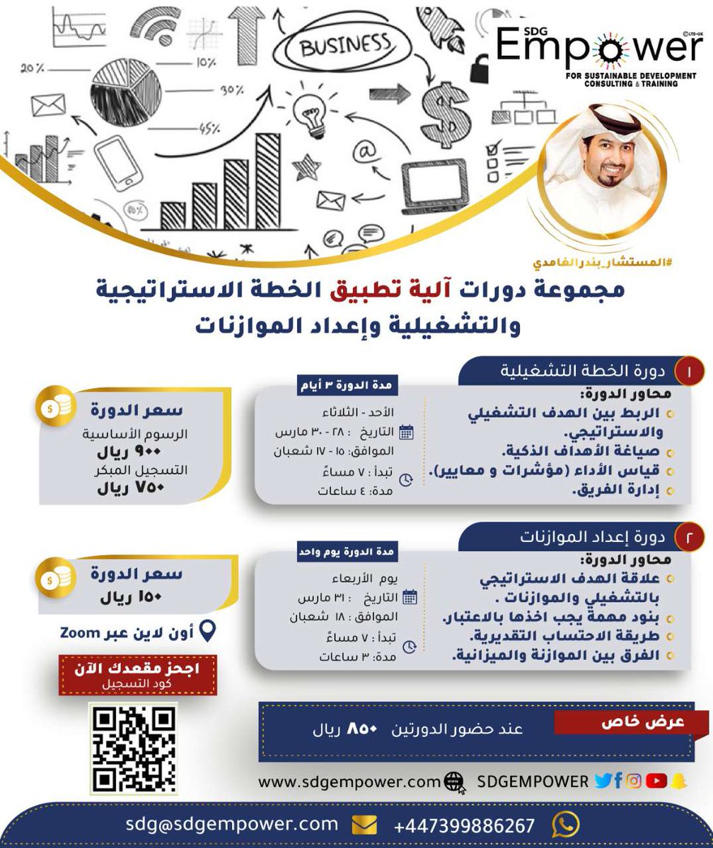 SDGEmpower's tweet photo. 👌أقوى الدورات التدريبية 
📍اغتنم الفرصة واحضرها #اونلاين
لا تفوت  العرض المميز 
📌 الباقة التدريبية بإنتظارك 
✍(دورة الخطة التشغيلية)
   #غداً موعدنا معاكم 
للتسجيل بالكود SDG
على الرابط التالي : 
https://t.co/5Z1Z94UHo1 https://t.co/e5kZx08Xgu