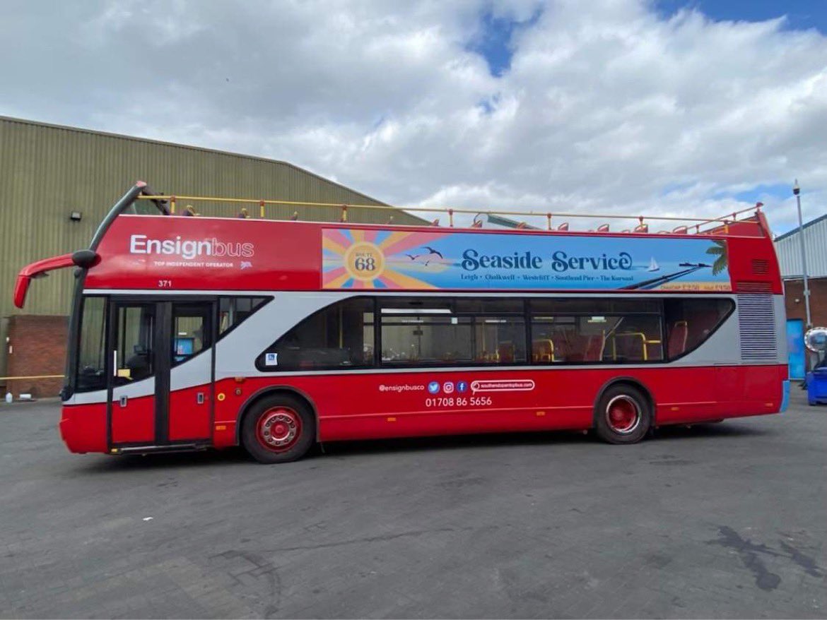 EnsignBusCo's tweet photo. ☀️ Everything being readied for our open top 68 start on Monday! One of the buses ready and bus stop timetables 🚏 going up 👍. Can’t wait to see you all!
#seasideservice #southend #southendonsea #leighonsea #opentopbus #opentopbustour #ensignbus #visitsouthend https://t.co/dLldBtSqxd
