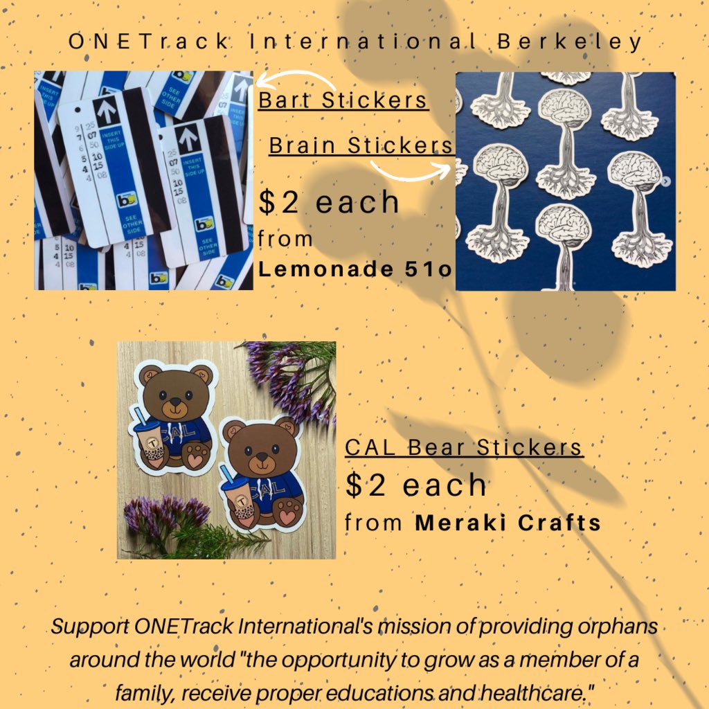 CalONEtrack's tweet photo. Check out our latest #sticker sale #fundraiser and help support an amazing cause! #thankyou #nonprofit #ucberkeley #onetrackinternational https://t.co/54kxRyOgR7
