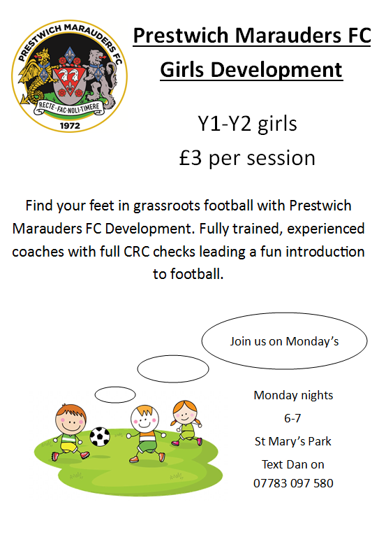 With the return of football, Prestwich Marauders shall be restarting their girls development for the upcoming season. If you know anyone of interest please feel free to send them down.