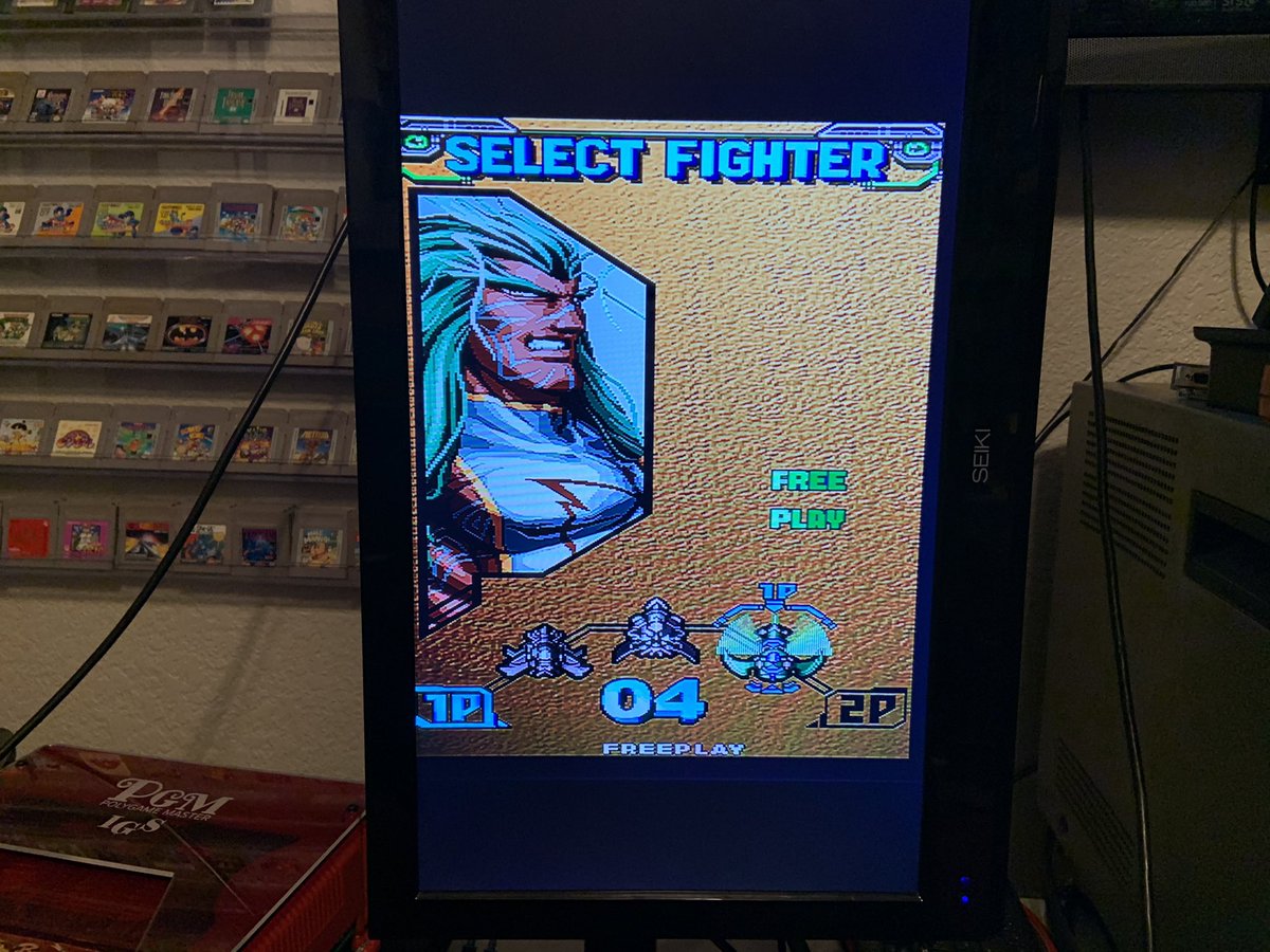 OutdateRef's tweet photo. #beestorm aka #dodonpachi2 isn’t a #cave #shmups but still a very fun #shooter. I’m conflicted, because I really like the #korean #hangul between rounds & if I update the #eprom to v102, everything will be in English. :/ https://t.co/rn03Tt0zUs