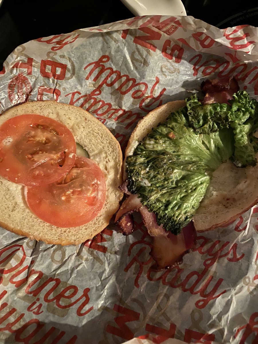 linseyface's tweet photo. Can’t make this shit up.. ordered @bostonmarket on @UberEats and this is how my “chicken” BLT showed up... https://t.co/l0YdWERh4K