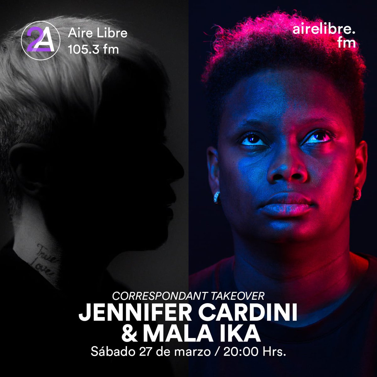 airelibre_fm's tweet image. #MareaMéxico presenta: #TakeOverAL #Correspondant con @jennifercardini &amp;amp; #MalaIka. Sigan la transmisión en punto de las 20:00 hrs a través del 105.3FM  #LaRadioDeLaCDMX
