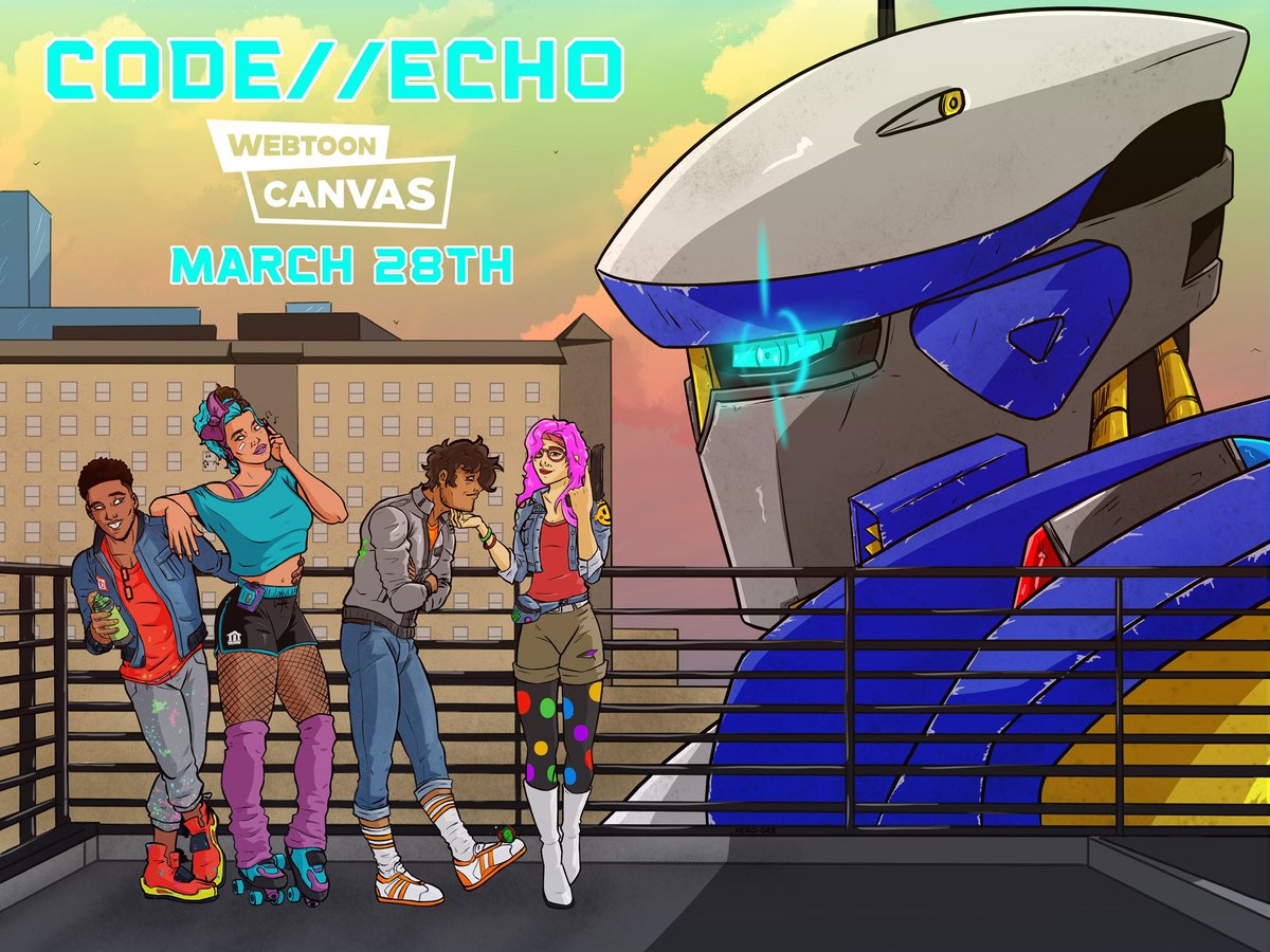 Xero_Gee's tweet photo. Today has been wonderful! Letโs keep the momentum going tomorrow. Official launch day! #codeecho #WebtoonCanvas #webcomic #indiecomic #mecha #comics https://t.co/2YtUQaVrho