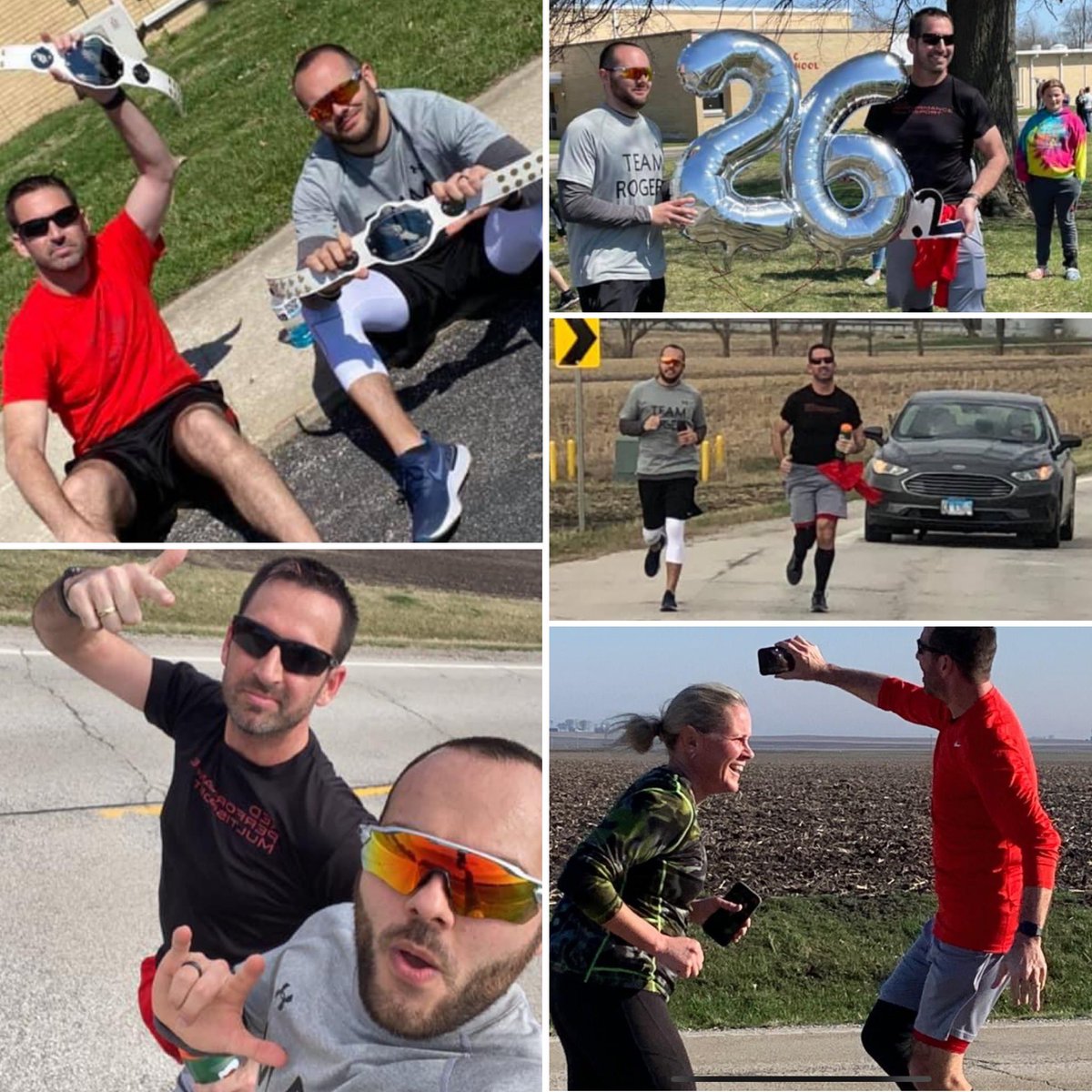 JPLubinski's tweet photo. #TeamRogers &amp; #TeamLubinski finished the #PAPEChallenge this morning.

26.2 miles to raise money for our PE departments.

Special thanks to #TeamFranzen for stepping up and helping @WadeRogers26 at the start.
-
@PAPEChallenge @TeacherFit_ @UndisputedBelts https://t.co/mMLZmfHDCp