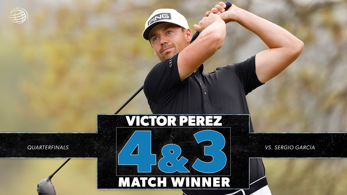 PGATOUR: Another dominant day for the Frenchman. 

Victor Perez advances to the Semifinals after a win over Sergio Garcia. https://t.co/VMzlxRhRGF