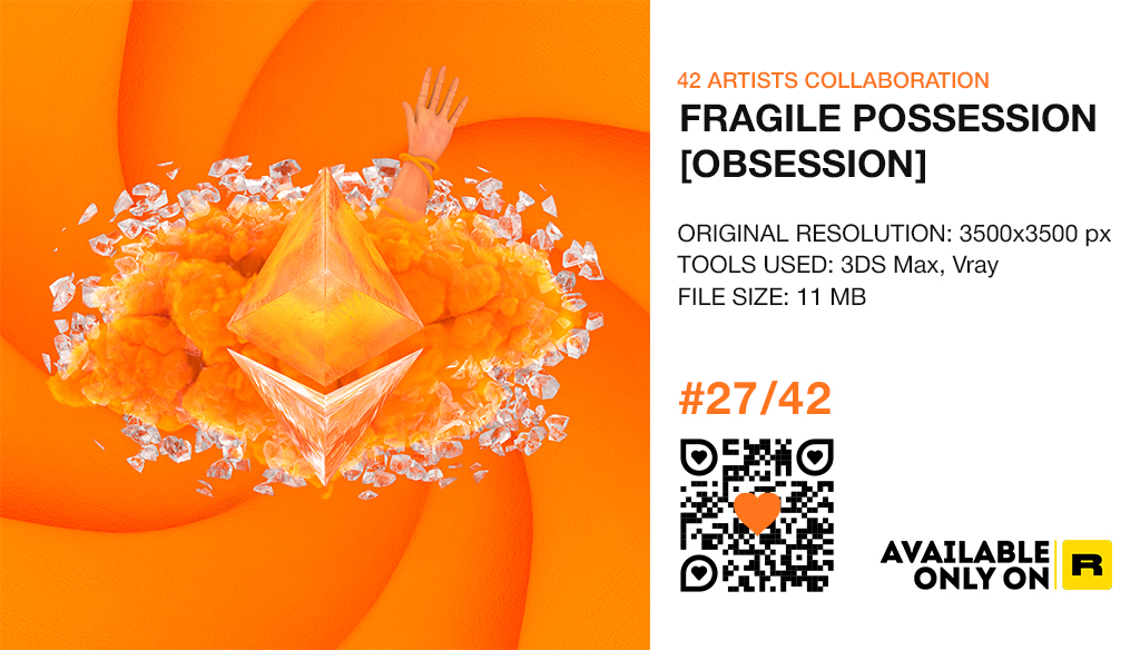 Valinart's tweet photo. This is a story about unity 

Meet a piece of our gorgeous collaboration of 42 artists who came together in the name of love to create. 

My part of collaboration (27/42):
Fragile possession [Obsession]

@rariblecom 

https://t.co/1U1XRIKJud

#42bastards #nft #nftart #rarible https://t.co/dMxdRF37e9