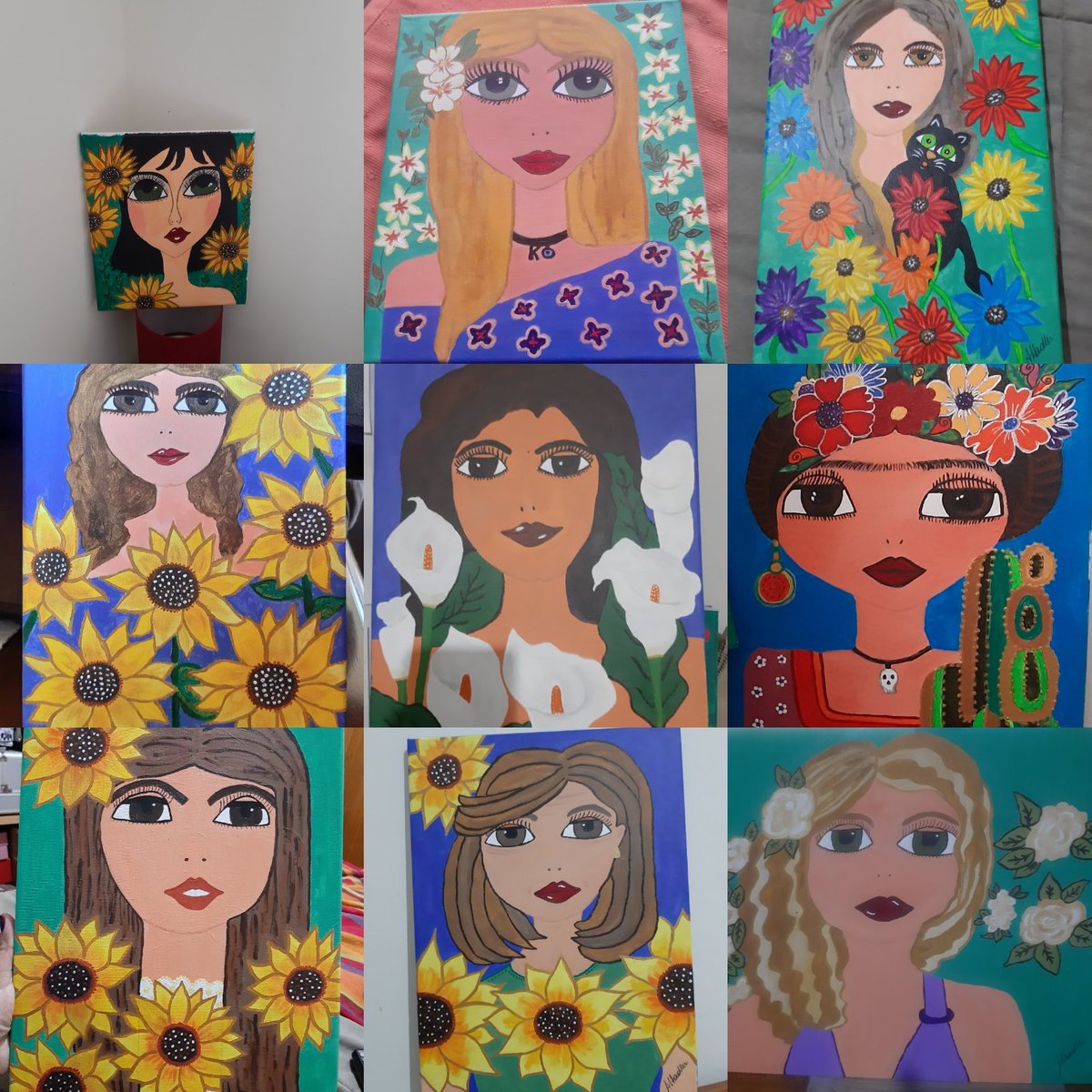 NelidaHadler's tweet photo. Pinturas que les hice con mucho cariño a mis sobrinas y amigas que quiero muchooo. 
Ahora haciendo los pedidos de pinturas para quienes les gustó mi trabajo, gracias por apoyar mis locuras amigas hermosas🥰❤😘🌷⚘🌹🌻 https://t.co/yXYh1WdpbQ