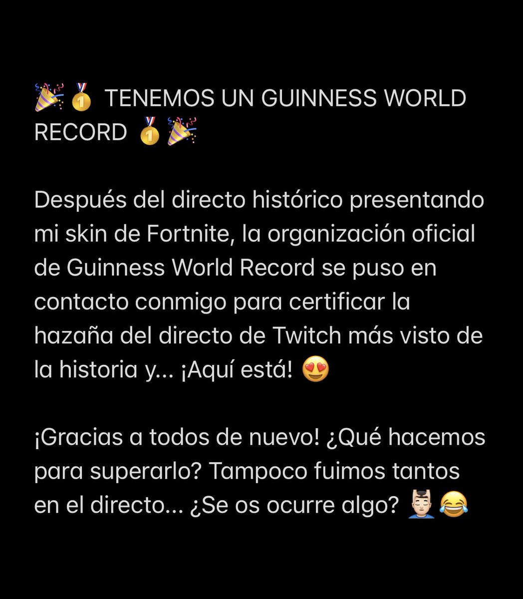 TheGrefg's tweet photo. 🎉🥇 ¡TENEMOS UN GUINNESS WORLD RECORD! 🥇🎉 https://t.co/OA6YFwebIX