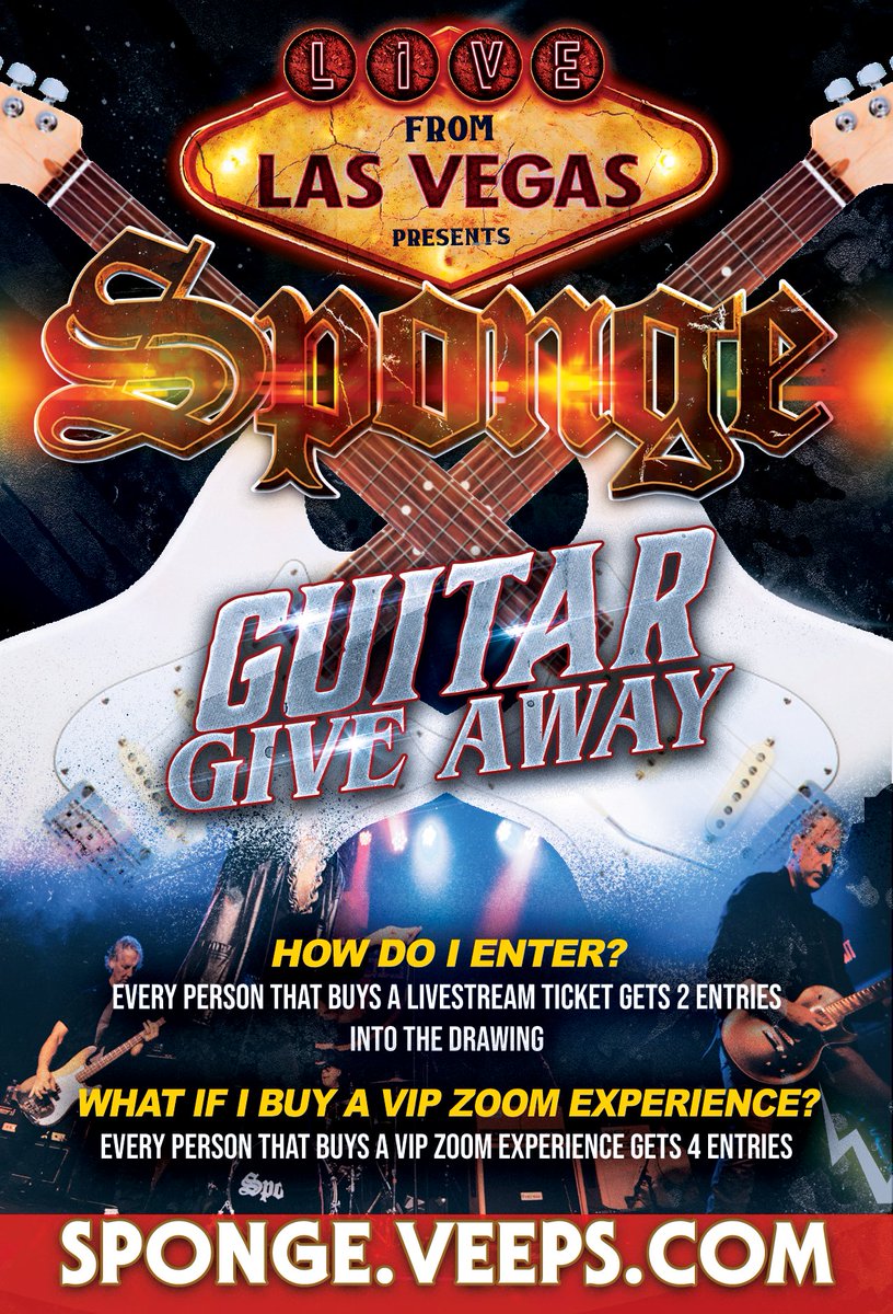 spongetheband's tweet photo. You still have 2 hours left to enter the giveaway! 
Livestream tickets: https://t.co/jfwwXHRYtd
@EddieTrunk @Veeps @LiveFromLV702 #spongetheband #eddietrunk #livefromlasvegas #rottingpinata #LiveStreaming #guitar #Giveaway https://t.co/wO0RzerGMS