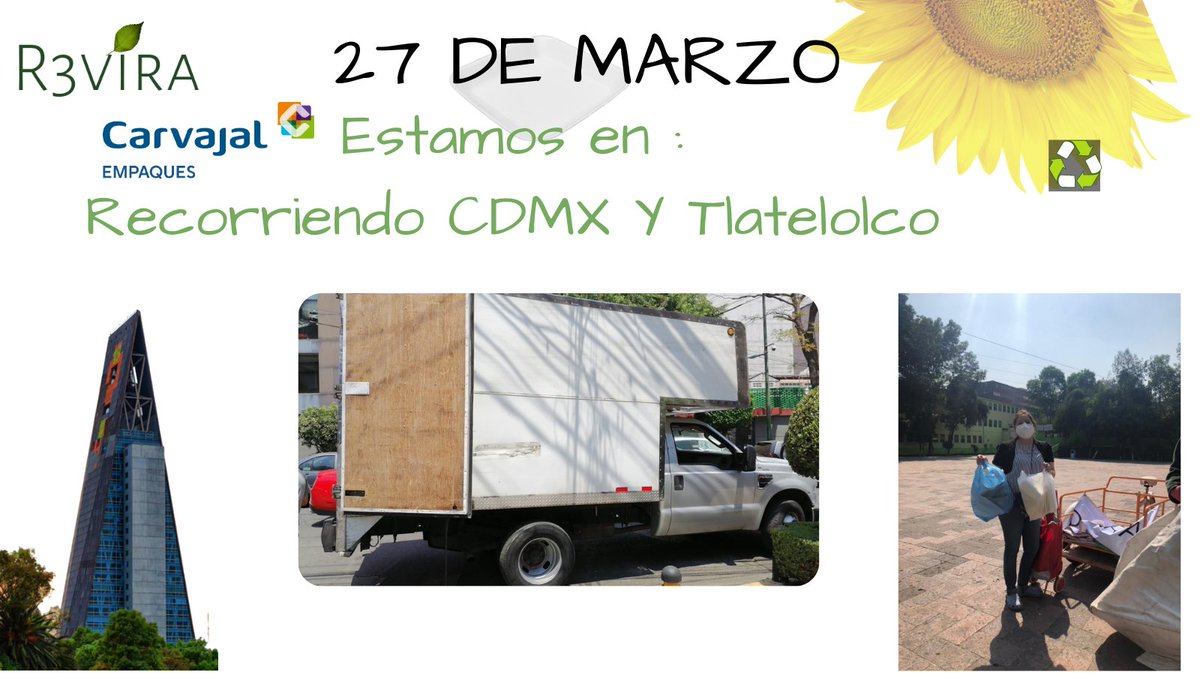 R3VIRA's tweet photo. Recuerda que hoy #revira #reciclaunicel, estamos en ruta por la CDMX y recorriendo #Tlatelolco 
@TlatelolcoUnido 
síguenos en nuestras redes sociales para que puedas ver horarios
https://t.co/s0j8PkmEfg
https://t.co/zDmPJMyWlX https://t.co/vguABNsl0N
