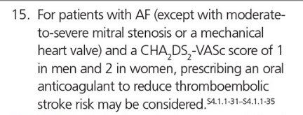 tevvie_'s tweet photo. @soumd Yes it was a serious question. The risk doesnt translate to anticoagulation though. A female with a score of 2 is treated the same as a male with a score of 1. Same with a female 3 and male 2. Essentially the 1 point from female seems ignored when deciding when to start anticoag https://t.co/VYO8Q6lTQ4