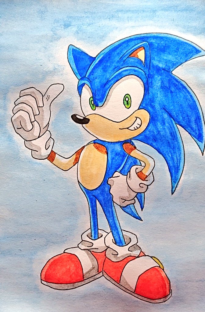 本日のイラストは『ソニックシリーズ』の主人公、ソニック・ザ・ヘッジ