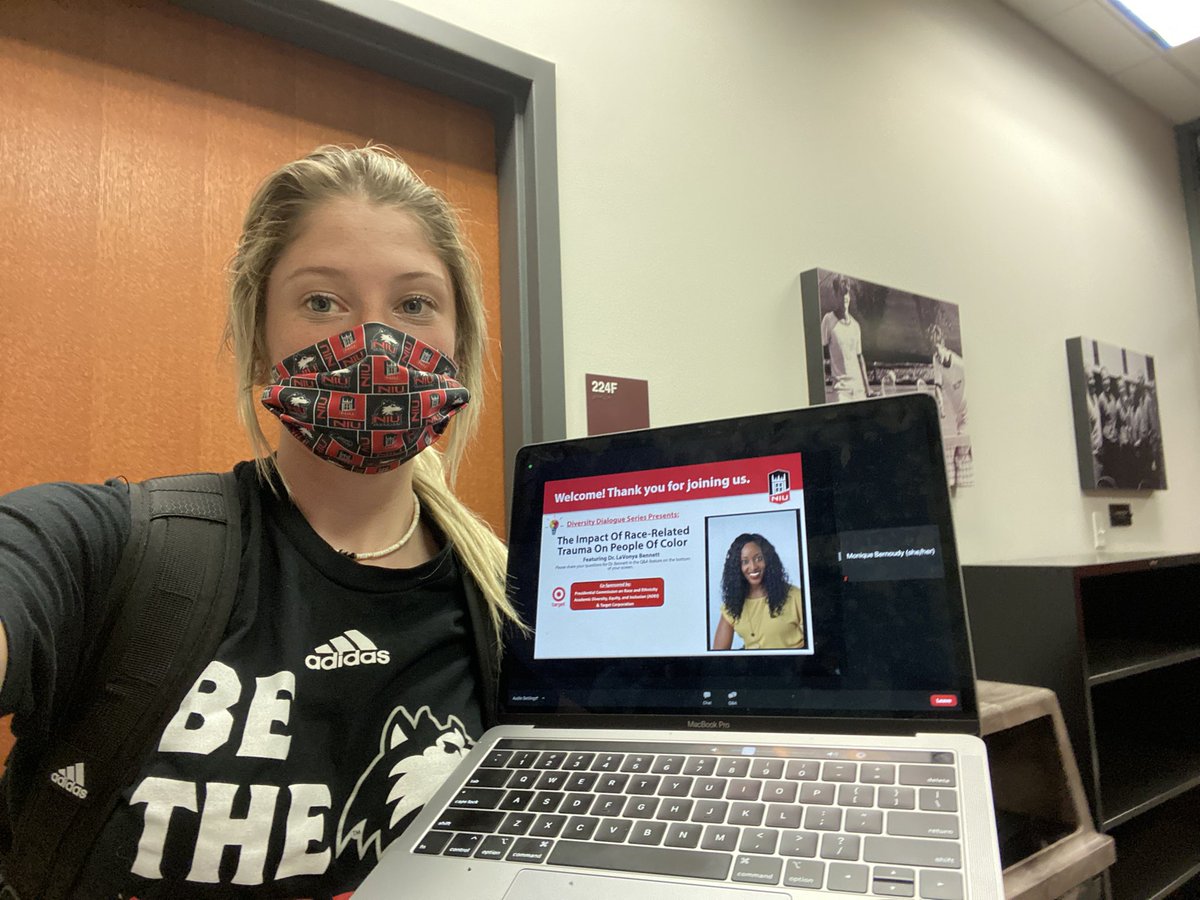 skye_grant05's tweet photo. I had the amazing opportunity to attend “The Impact of Race-Related Trauma Program” webinar Thursday evening. The event was incredible! Thank you so much to the DEI here at NIU for hosting! @husk_experience @NIUSoftball https://t.co/p2mj7ZGZu6