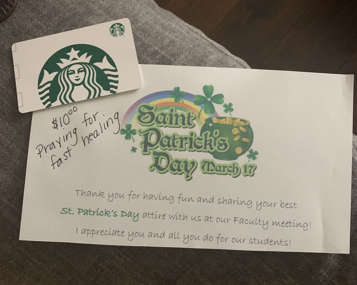 KaronDailey1's tweet image. Late post alert! Thank you to our WINNERS on St. Patrick’s Day! Love that two were from the same team and would rather split the reward and go get coffee together. #HappyAdmin ❤️ #LoveOurFamily @gcs_vp_8thgrade