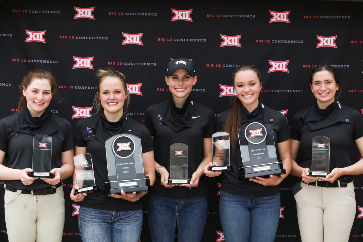 TCUWEquestrian's tweet photo. Five Frogs were named to the All-Big 12 teams, having at least one in each event!
📰: https://t.co/TpT5Xb9WwN
#GoFrogs | #NoMatterWhat https://t.co/zEdsk0yGI0